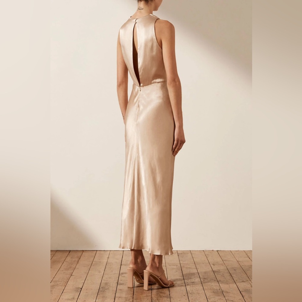 Shona Joy La Lune High Neck Midi Dress – Gold, Cocktail, Evening, Elegant, Sz 4 - Picture 5 of 16